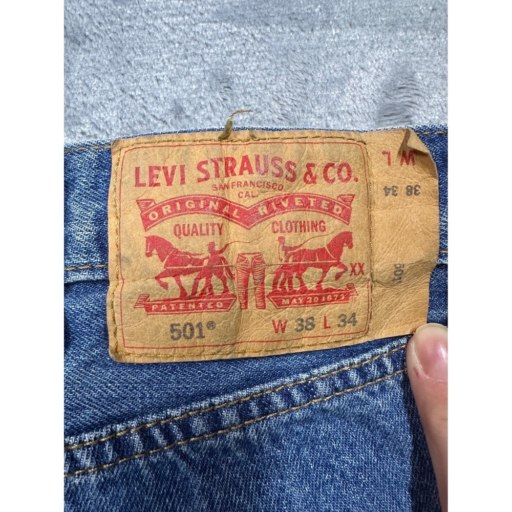 Levis 501 Original Fit Mens Jeans 38x34 Blue Denim Straight Leg Button Fly NEW - Picture 8 of 13
